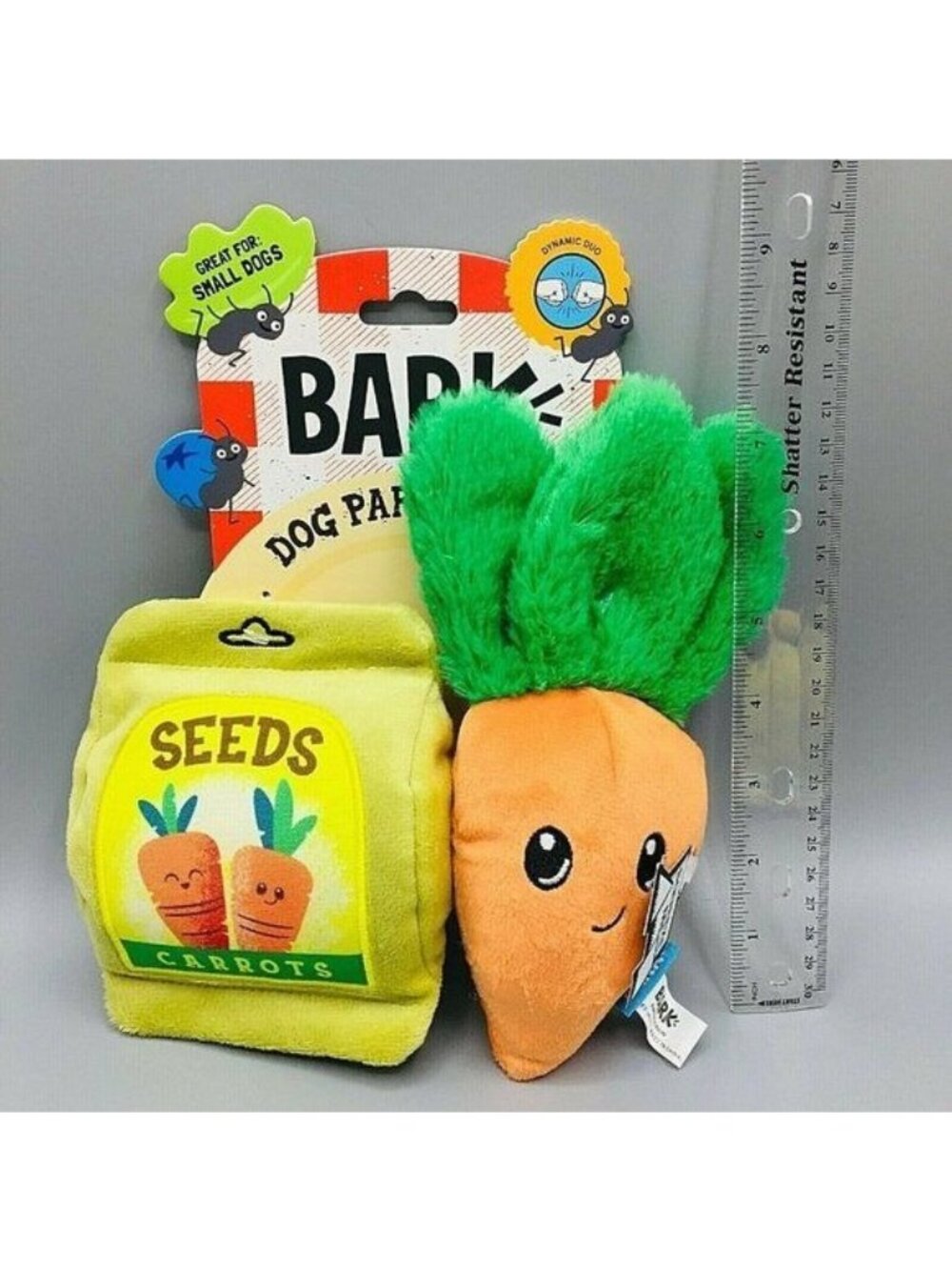 Bark Dog Park Picnic The Aristocarrots Squeaks Plush Dog Toy